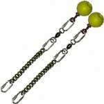 Poi Chain Black Oval 20cm with Yellow Ball Handle 33cm